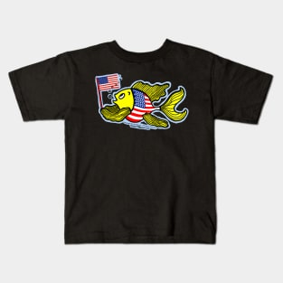 American Flag Fish Kids T-Shirt